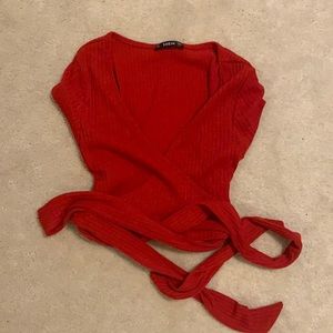 red cross front tie top